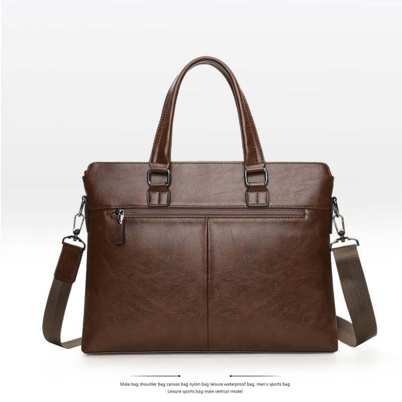 Business Men's Handbags Horizontal and Vertical Briefcases Messenger Large-capacity Shoulder Leather Bags Document Bags