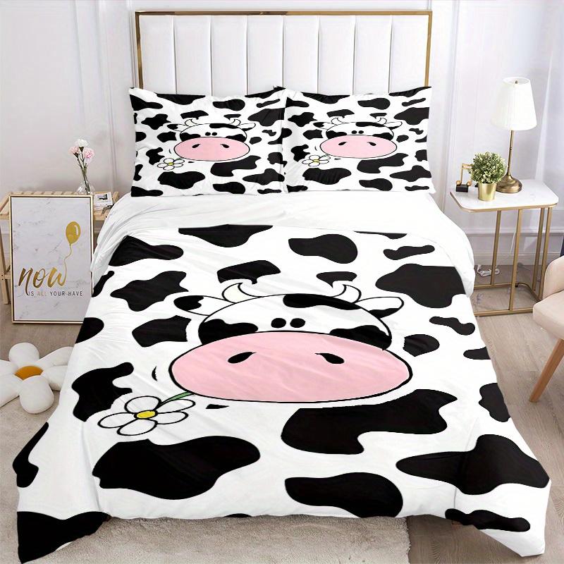 3pcs Animal-themed Cow Print Soft and Comfortable Breathability, Bedding Set, Machine Washable, Suitable for All Seasons121