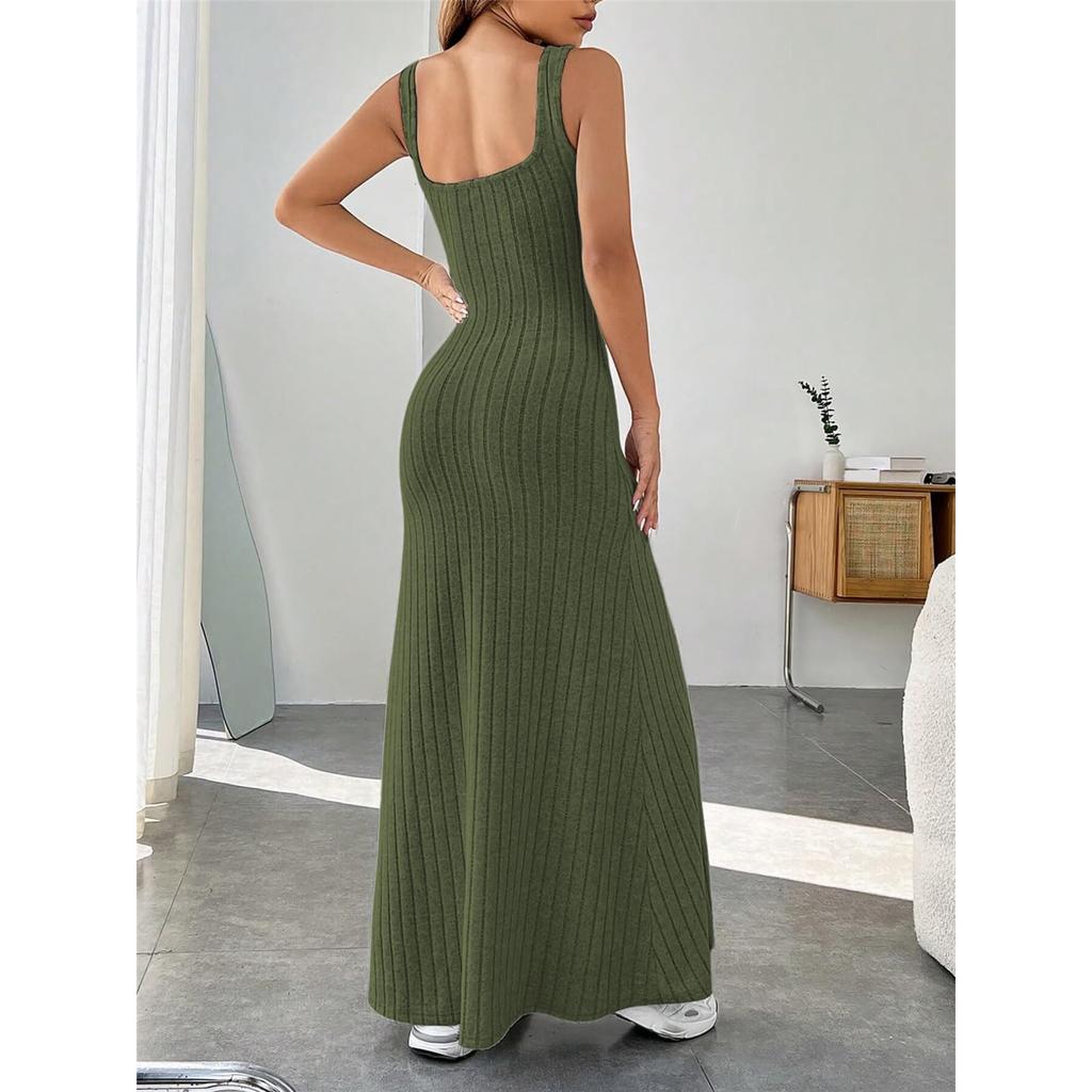 Damen Sommer einfarbig Rippstrick pelziges Träger lässiges Westenkleid