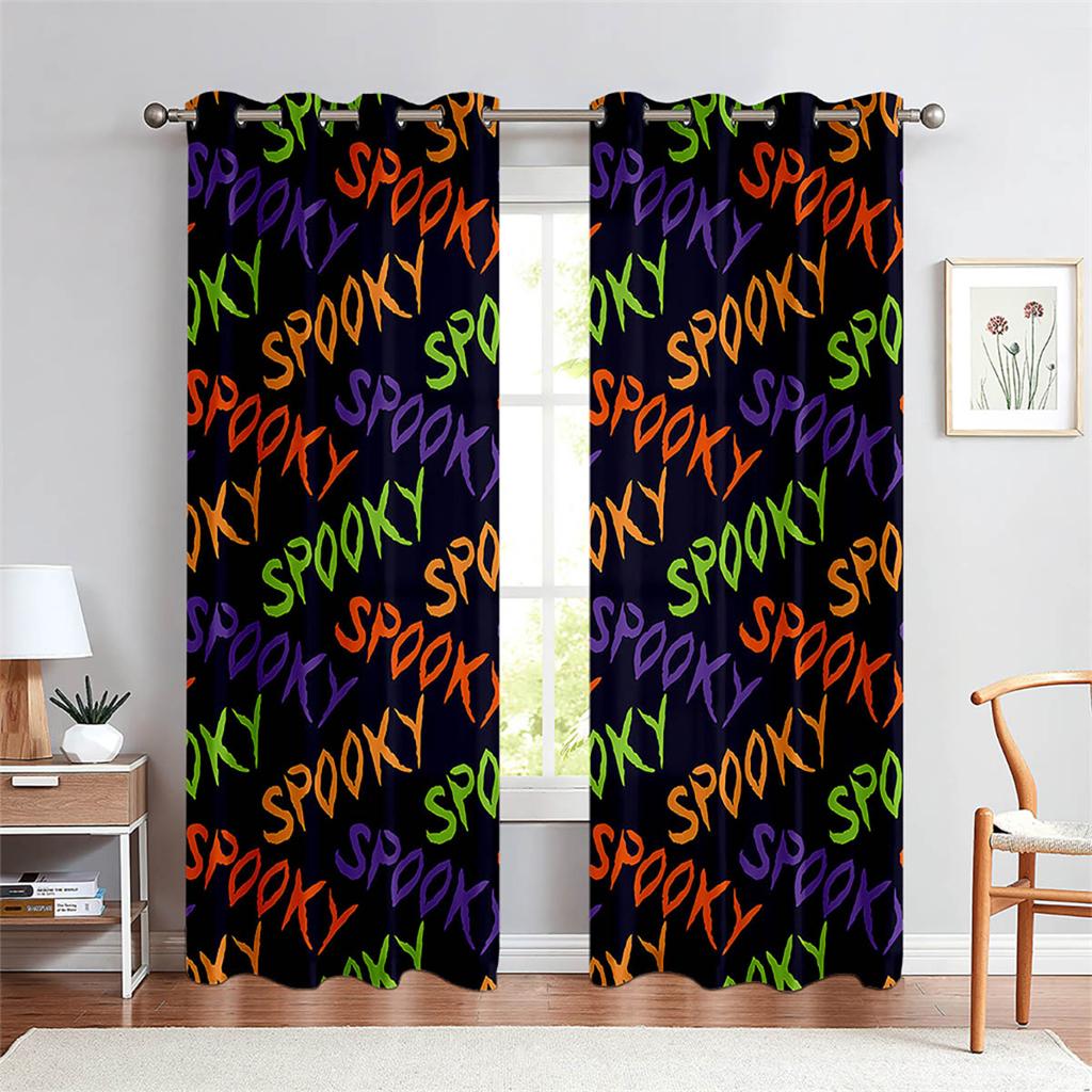 Halloween Ciemna Duża Ręka Czaszka Nietoperz Zasłony 3D 2 Panele Salon Sypialnia Balkon Okno Zasłony Dekoracyjne