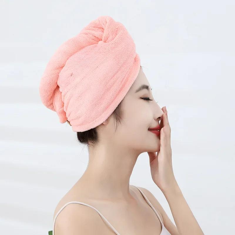 1pc Women Quickly Dry Hair Hat Soft Microfiber Super Absorbent Towels Shower Cap Bath Hats for Lady Turban Head Girls Hair Towel