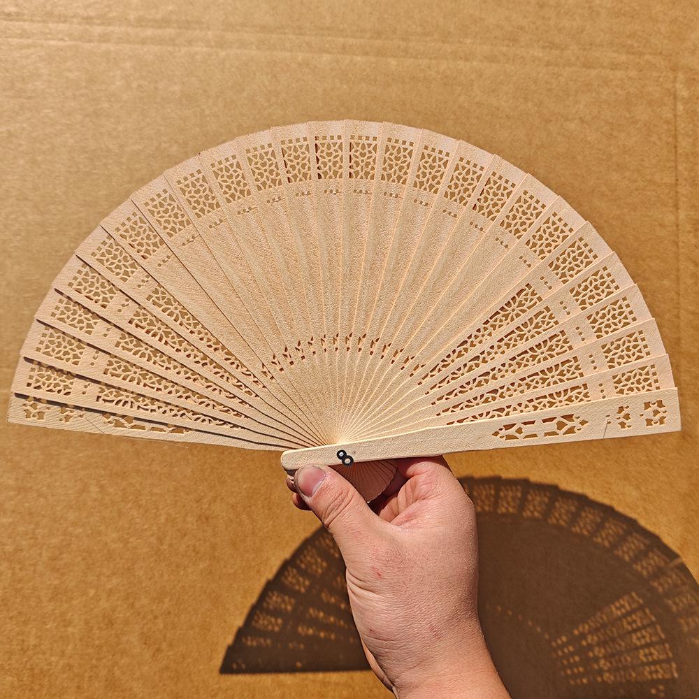 1pcs New Carved Chinese Style Wooden Folding Fan Wedding Decoration Party Sandalwood Home Supplies Hand Fan
