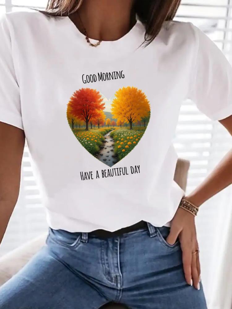 (Asian Size) Lovely Holiday Trend Woman Top Fashion Women Clothing Short Sleeve T Shirt Female Graphic T-shirts Print Tee