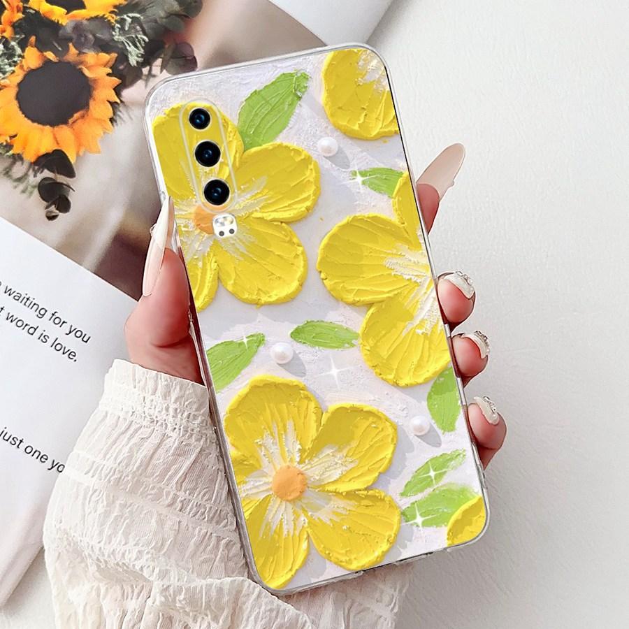 For Huawei P30 Lite Case MAR-LX1A Soft Silicone Cool Flower Pattern Shockproof Cover for HuaweiP30 P 30 Pro Lite Coque  Funda
