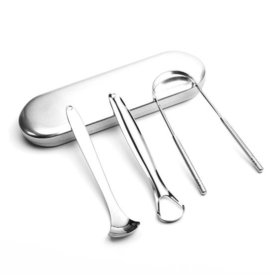 Tongue Brush Excellent Fit Ergonomics Handle 3 Types Stainless Steel Tongue Scraper Metal Cleaner for Home Use