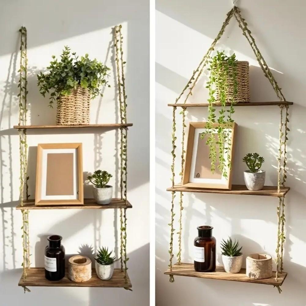 2/3 Layers Wall Shelves Bohemian Style Wall Rack New Hanging Shelves  Bedroom Decor