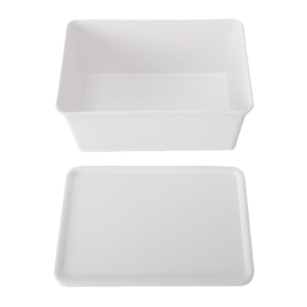 Laundry Powder Container Small Storage Bin Multipurpose Box for Home Laundry Room Organization Filp Lid White Short