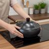 Cast Iron Wok with Lid Pre-Seasoned Wooden Handle Naturally Nonstick