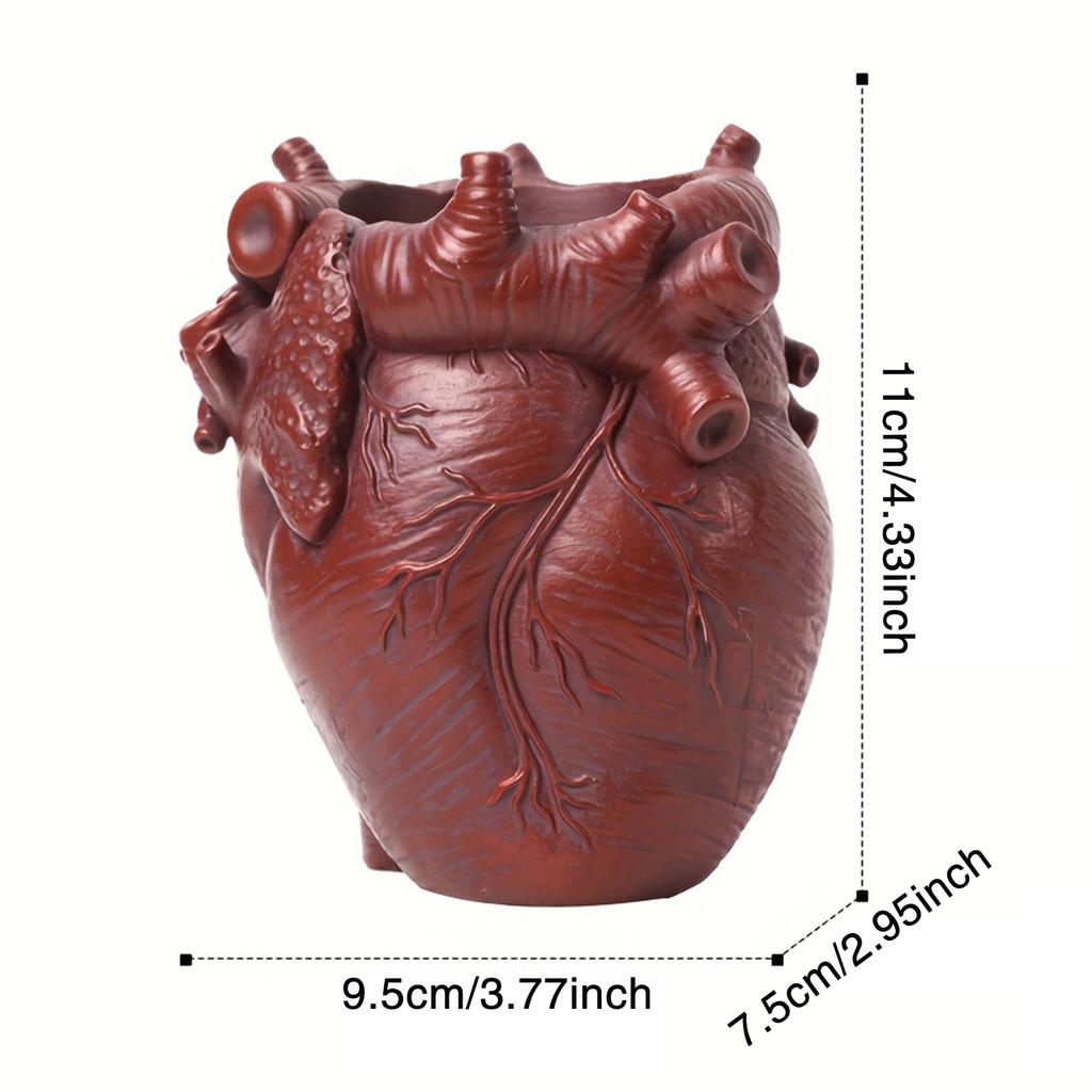 Resin Heart Shaped Pen Holder Creative Desktop Decoration for Home Office Gift