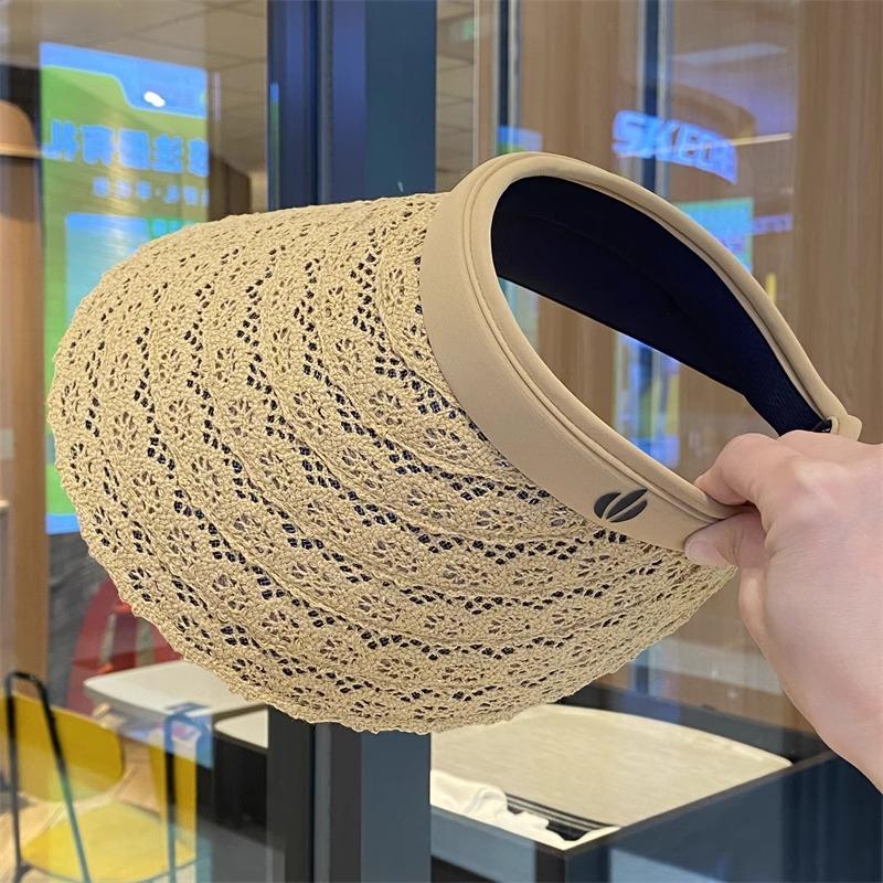 Summer Lace Sun Protection Empty Top Hat Women's Outdoor Travel Fashion Versatile Sun Hat Vacation Beach Sun Hat