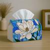 1pc Two Sizes Available Modern Mosaic Stained Glass Tissue Box with Magnolia Flower- Napkin Storage Organizer for Kitchen,Car,Elegant Decorative Box,P