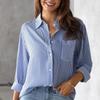 Loose Striped Women's Loose Casual Long Sleeved Shirt Blouses Shirts