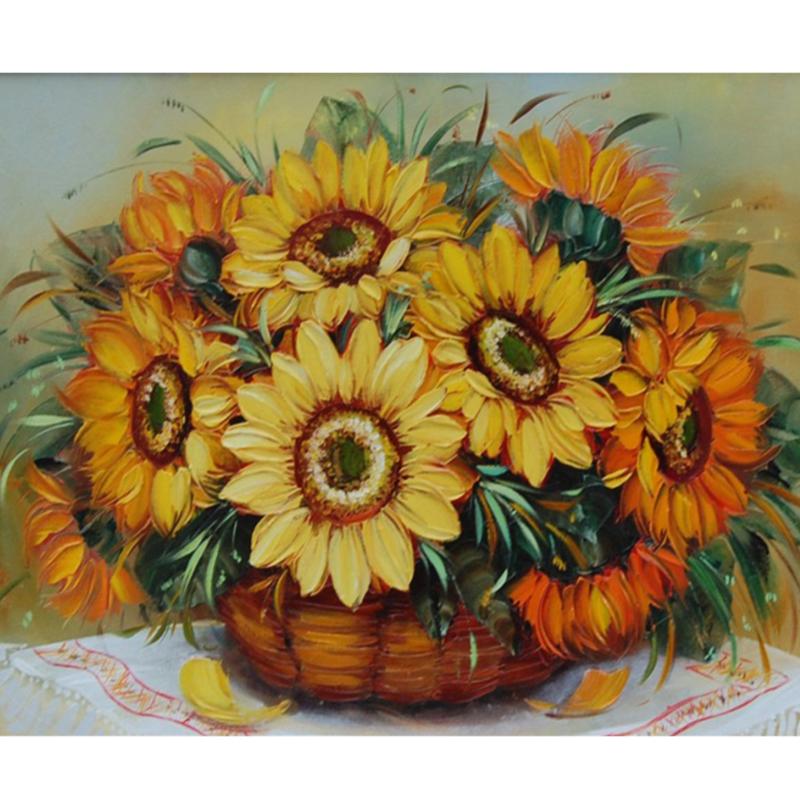 Artistic Flower Picture Unframd Handmade Oil Painting DIY Digital Kits Canvas Draw Home Decro Gift