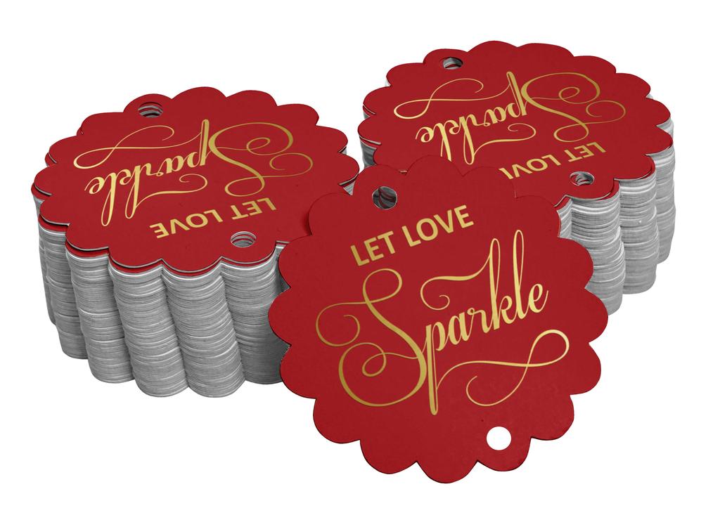 Inkdotpot 100 Pack Let Love Sparkle Wedding Favor Paper Tags Craft Real Gold Foil Hang