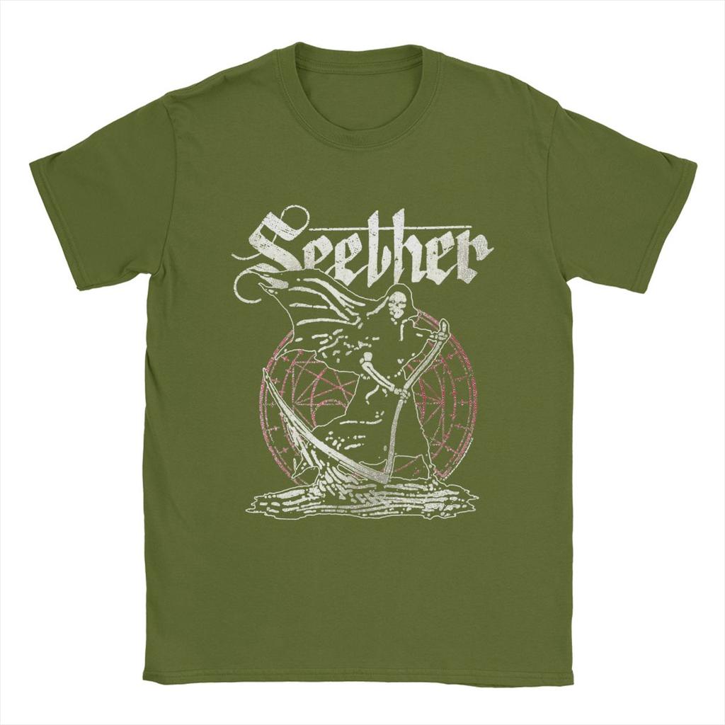 Men Seether T Shirts 100% Cotton Clothes Leisure Short Sleeve Round Collar Tee Shirt Printed T-Shirt