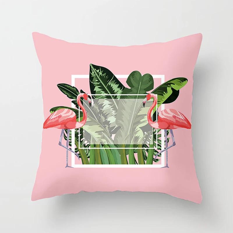 Flamingo Muster Dekorative Kissen Kissenbezug Polyester Kissenbezug Wurfkissen Sofadekoration Kissenbezug 40517-3