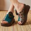 GKTINOO Fish-mouth Summer Genuine Leather Slippers Women Sandals 2025 New Platform Wedges Slippers Ethnic Sandals Women Shoes