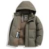 Mens Winter Down Jacket Stand Collar Detachable Hood Thick Warm White Duck Business Casual