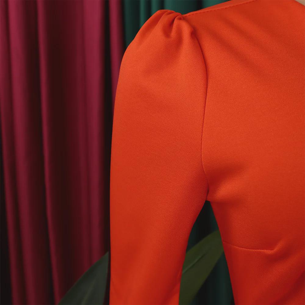 European & American Ruffled V-Neck Pencil Dress - Retro Style, Women's Temperament.