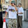 Herren Grafik T-Shirt Oversized Baumwolle Print Vintage Hip Hop Harajuku Mode Sommer Kurzarm Oberteile T-Shirt Y2k Streetwear Kleidung