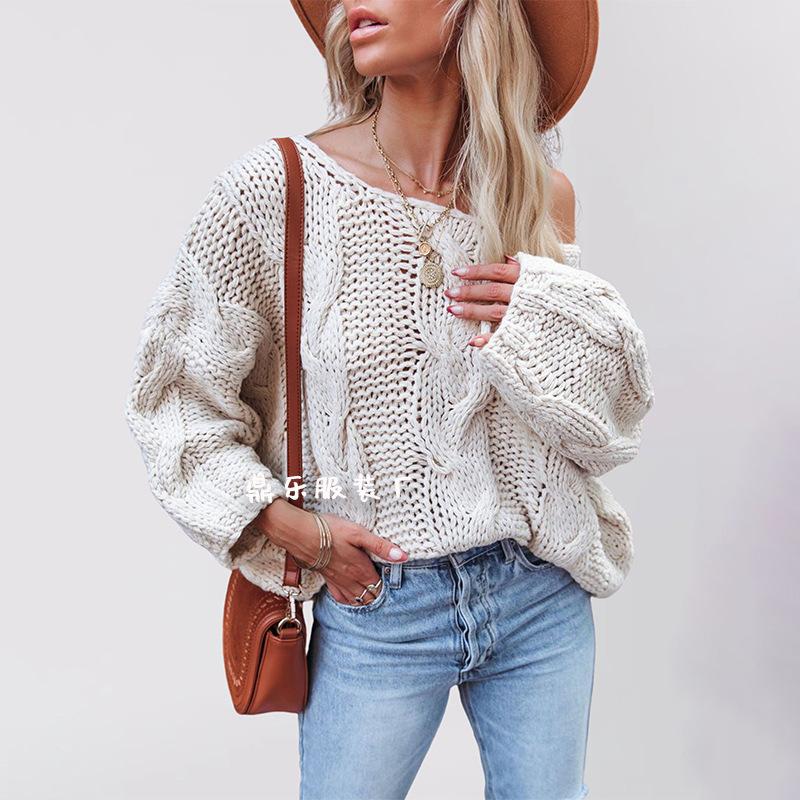 Autumn and Winter New Large Size Loose Knitted Sweater European and American Women's Clothing Crew Neck Fashion Pullover Sweater