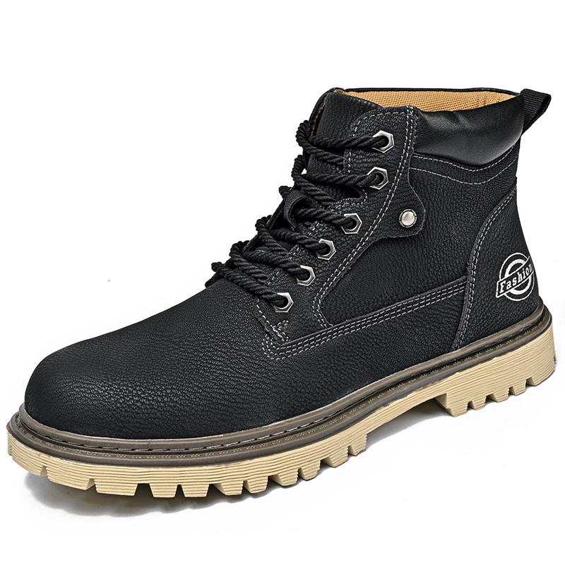 Fashion Business Male High Top Shoes Outdoor Botas New Leather Mens Ankle Boots Autumn Winter Motorcycle Boots  Classic Mens Sneakers