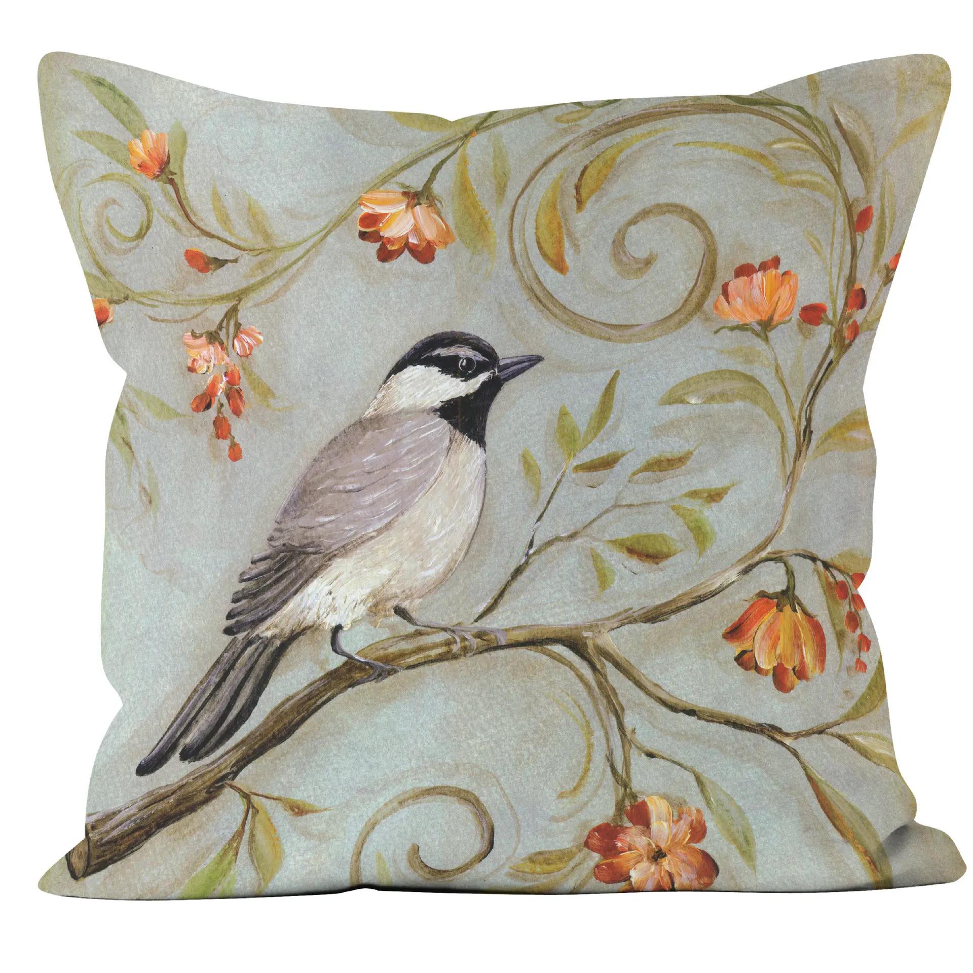 

Желто-синяя гортензия, роза, наволочка, садовый диван, украшение для кровати, подушка, картина маслом подсолнечника 40x40cm