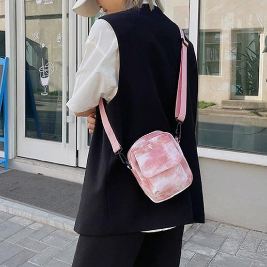 Canvas Crossbody Bag Tie-Dye Pattern Shoulder Bag with Adjustable Shoulder Strap Phone