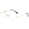 1Pc Men's Fashion Glasses New Metal Frameless Elegant Retro Versatile Trendy Suitable for Daily Use Vacation Outdoor Sun Protect