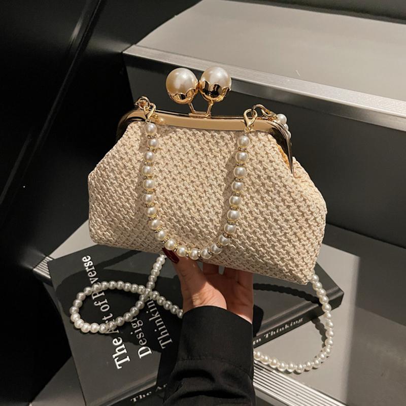 

Літня плетена сумка з соломи Повсякденна пляжна відпустка Жіночі сумки на плече Жіноча сумочка великої місткості 20x7x12cm бежевий