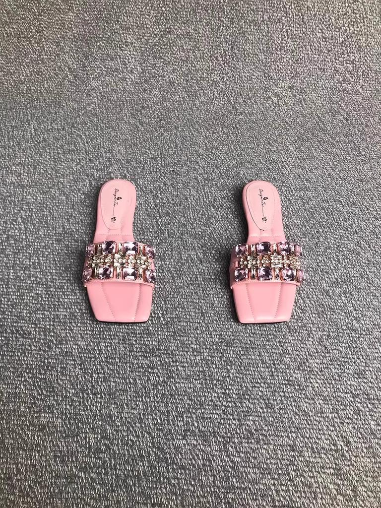 Fashion fairy wind flash rhinestone sandals wear 2025 summer with skirts casual open-toed slippers increase height