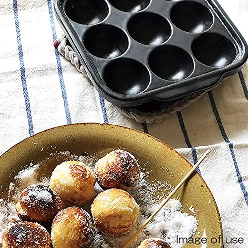 Saji Pottery Banko Ware Takoyaki Pan, Direct Heat Safe, Ceramic, Approx. 19 x 21 cm, Black, Made in Japan, 21-102 Black
