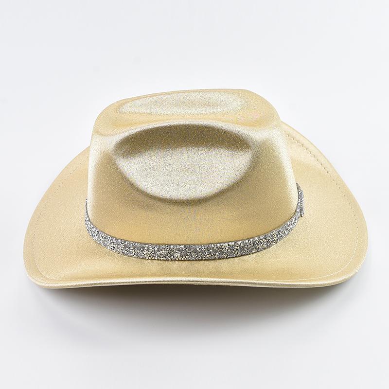 Western Style Cowboy Hat Fashion Roll Up Brim Party Dress Fedora Hat Festival Costume Party Play Cowgirl Hat