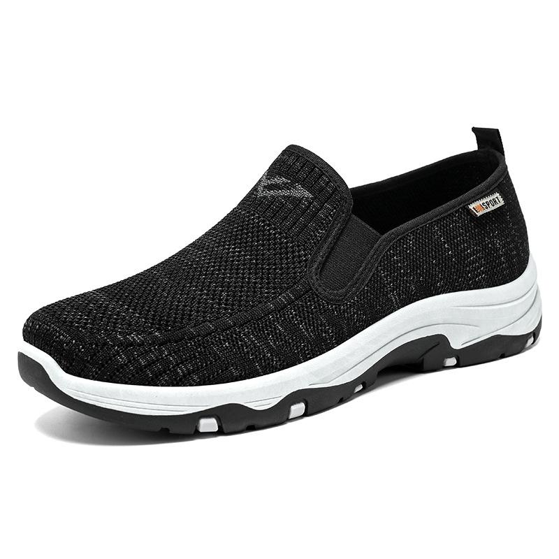 Men's shoes Men's casual shoes Breathable mesh shoes Soft sole Comfortable father shoes One pedal Men's single shoes Versatile flying woven shoes