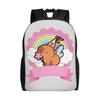 Fairy Capybara Party Hat Wing Magic Wand Rainbow Pink Ribbon Banner Cartoon Backpack  Outdoor Backpacks Student Unisex Bags