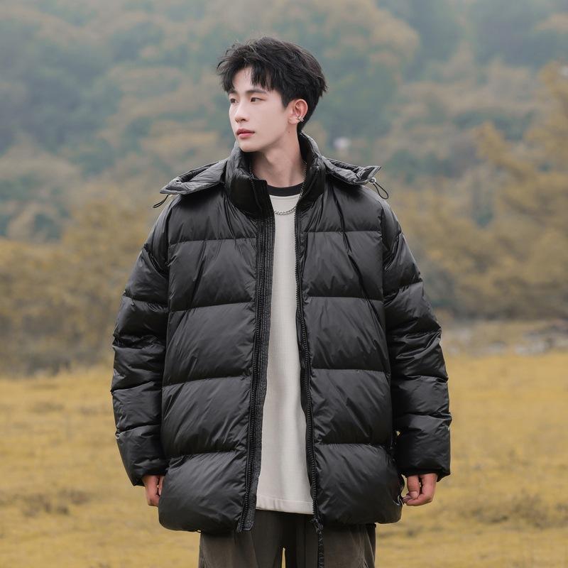 Winter Removable Down Jacket Couple Casual Warm Windproof Dirt-resistant Glossy White Duck Down Jacket