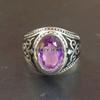 Amethyst Oval geschliffener Edelstein mit 925er Sterling Silber Ring für Herren #A686 JL375658868684