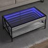 VidaXL Coffee Table with Infinity LED Sonoma Grey 90x50x38 Cm, Side Table, Living Room Table, Side Table, End Table, 847710