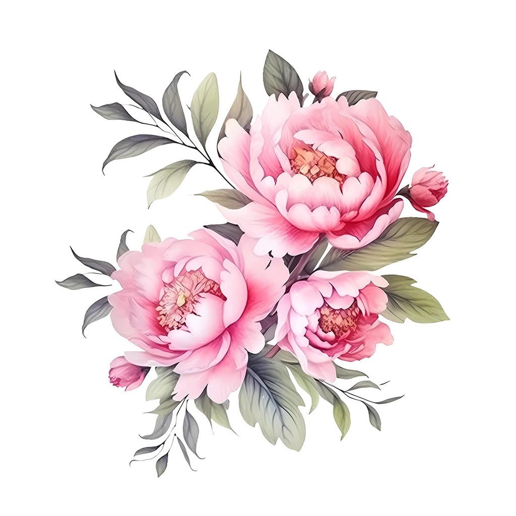 Peony Floral Wall Stickers, Self-Adhesive Decor for Bedroom Background Wall Decoration