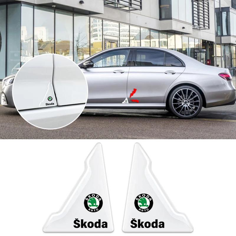 UGKV2 2pcs Car Door Corner Protection Sticker Anti-Collision Protector For Skoda Yeti VRIS Octavia a5 a7 Karoq Kamiq Fabia Kodiaq