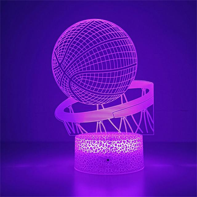 1pc Basketball Hoop 3D Night Light, 3D Optical Illusion Lamp With Touch 7-Color Changing Sport Game Ambient Light For Bedroom