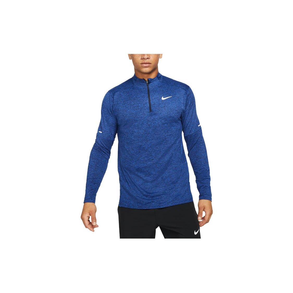 

Nike Solid Color Crew Neck Half-Zip Long Sleeve T-Shirt Men Tops Blue DD4756-451 M