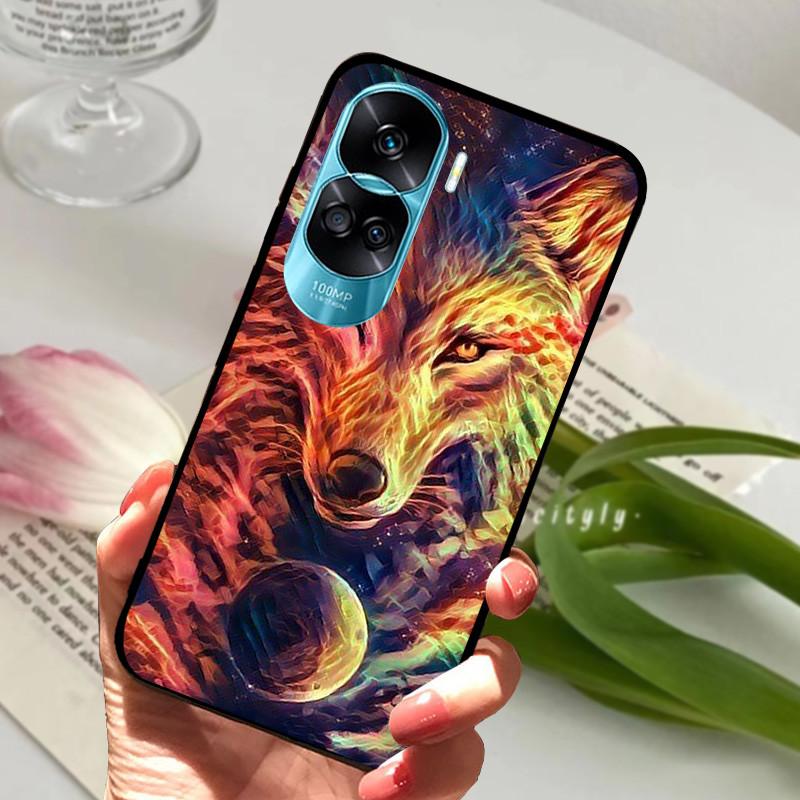 Voor Honor 90 Lite Honor90 Pro 5G Hoesje Siliconen Zacht Geschilderd Zwart Bumper Funda Coque voor HONOR 90 Pro 90Lite Beschermtas