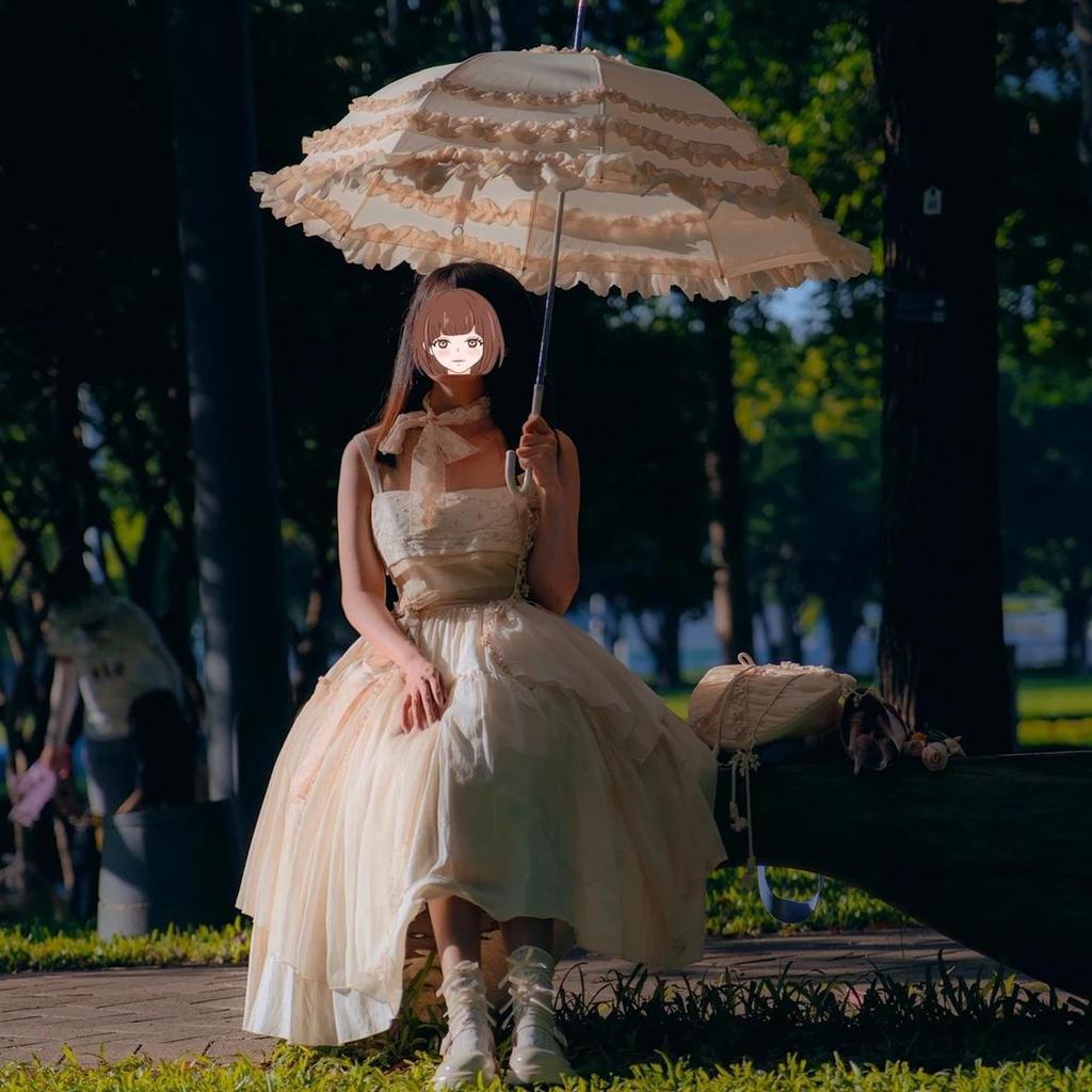 Lolita Princess Retro Lace Sun Protection Cosplay Parasol for Women