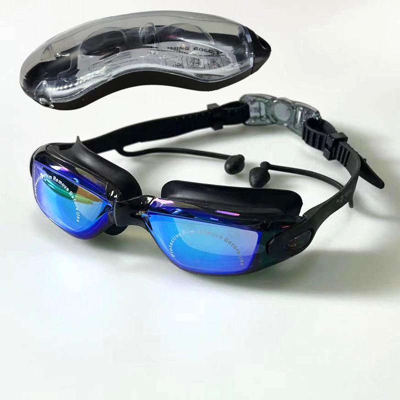 Professionelle Anti-Beschlag-Schwimmbrille für Erwachsene mit Ohrstöpseln Herren Damen Schwimmen Auslaufsicher Verstellbar UV-Schutz Brille