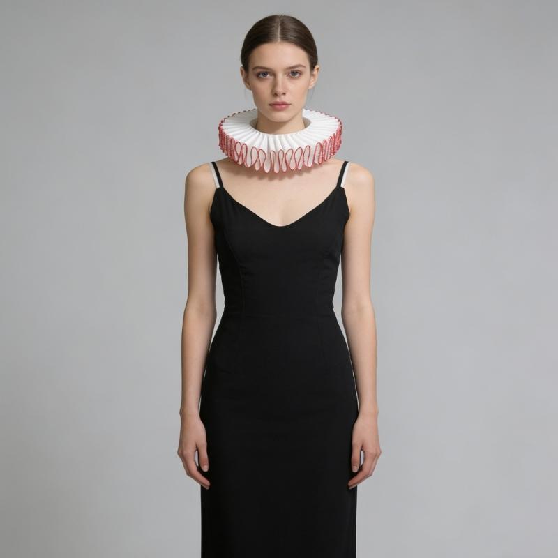 Comfortable Ribbon Faux Collar Colonial Clown Choker Neck Collar Ideal for School Uniforms Performances and Parties