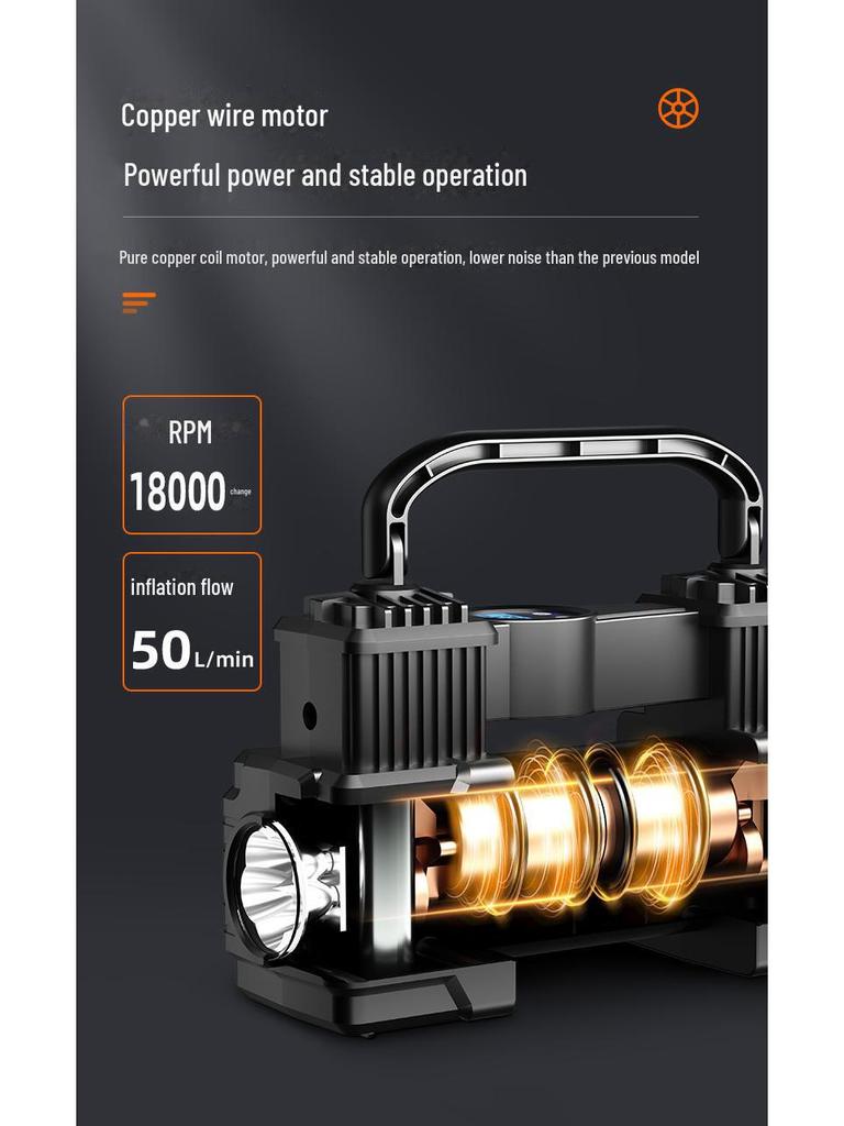 12V Hochleistungs-Doppelzylinder Tragbare Auto-Reifenluftpumpe