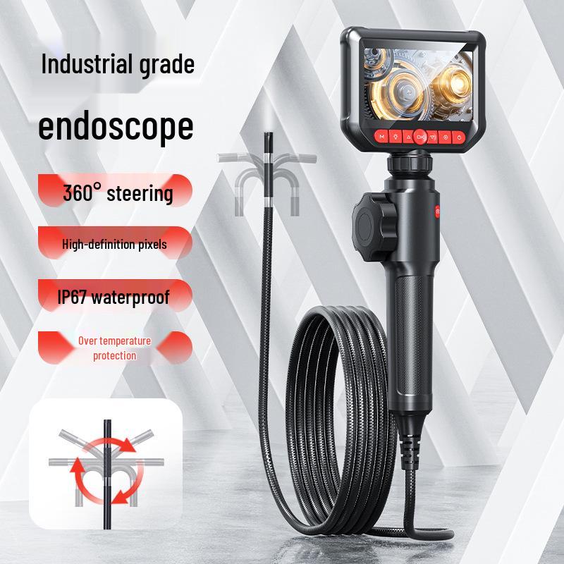 360° Steering Industrial Pipeline Inspection Borescope, 4.3-inch Screen, Portable Bendable Handheld Device.