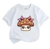 Kids Boys Girls 100% Cotton Crew Neck Short Sleeve T-Shirt, Cute Cartoon Mushroom with Butterflies Pattern Casual Soft Tee for Toddlers Everyday Wear