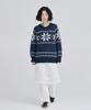 AWESOME STUDIO Nordic Snowflake Jacquard Round Knit Navy